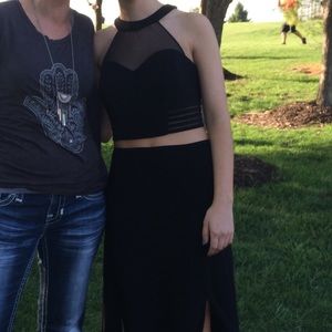 Prom Girl Black Two Piece Prom dress
